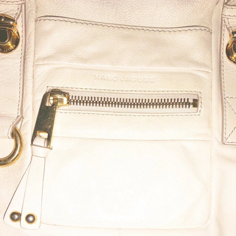 Marc Jacobs Vintage 90s Ivory White Leather Large Satchel Bag - Picture 5 of 12